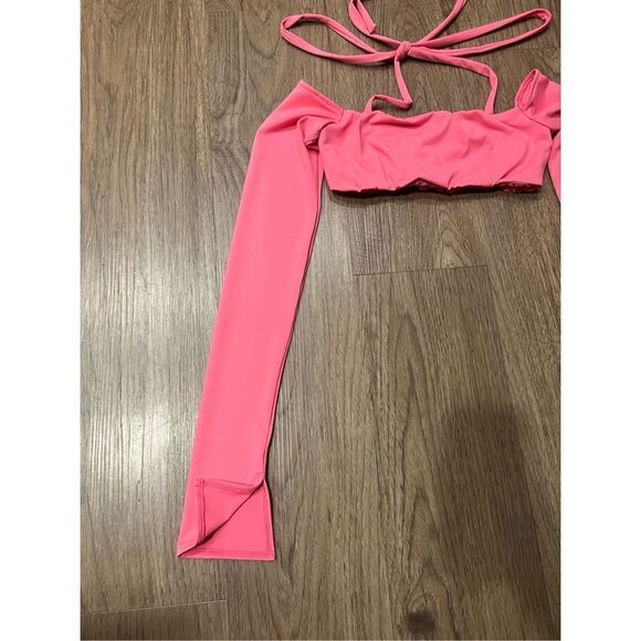 Edikted long sleeve flared off the shoulder crop top size S - Picture 8 of 9